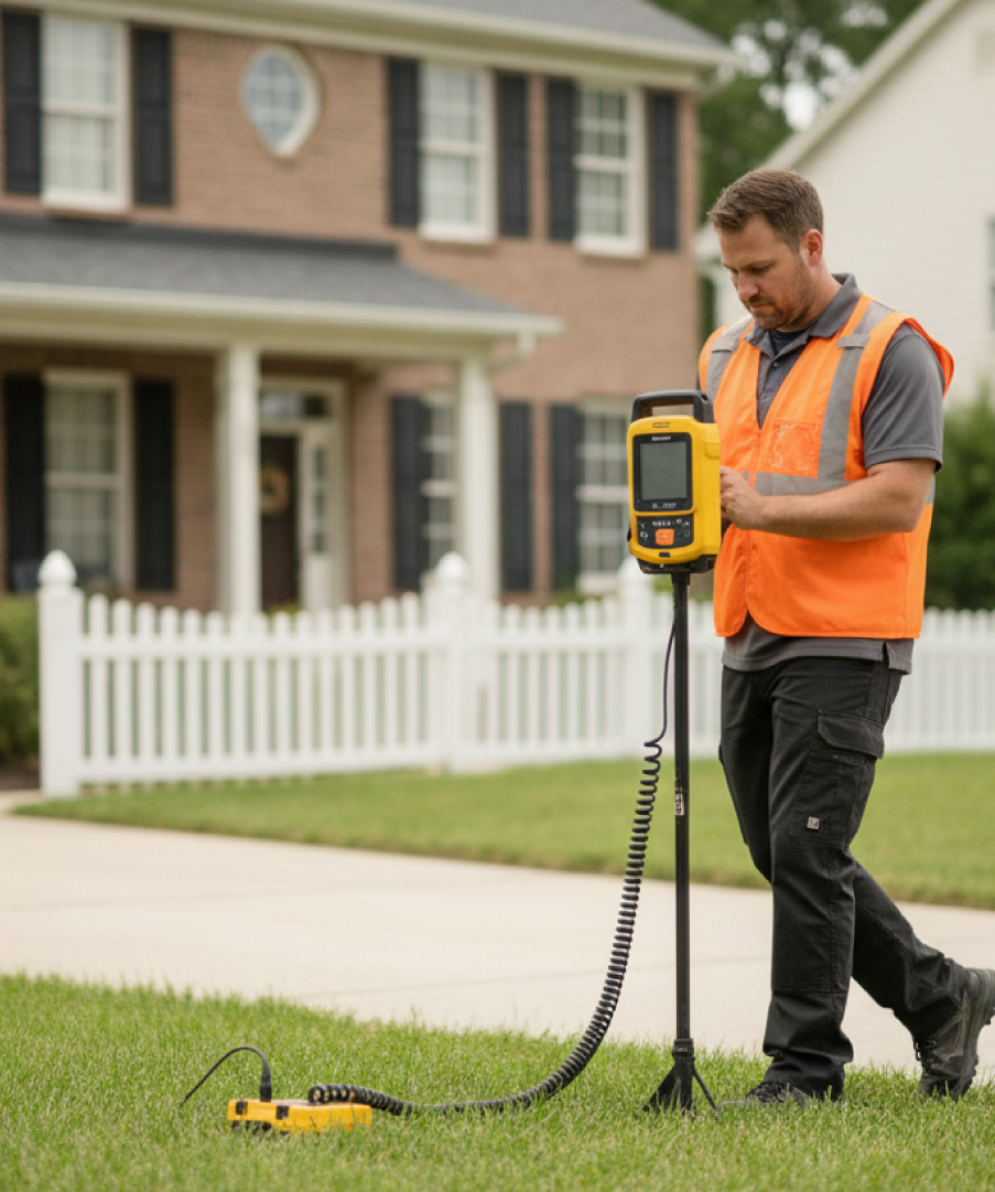 Electromagnetic utility locating on residential property
