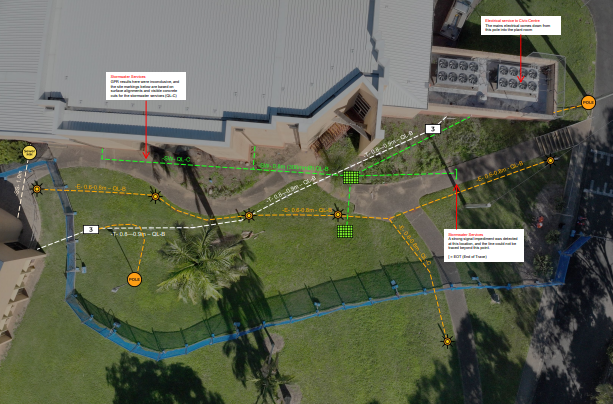 Civic precinct GPR and EM location case study