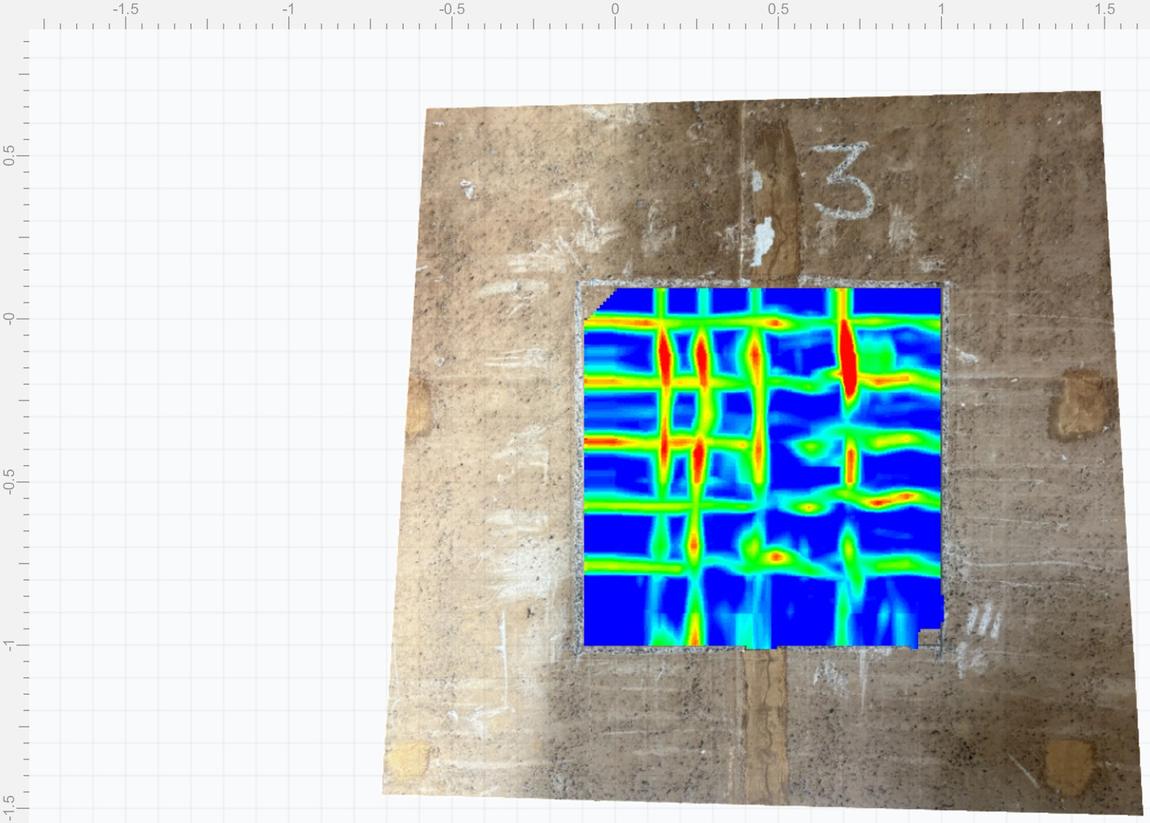 Depth slice at the second reinforcement layer showing the same mesh configuration