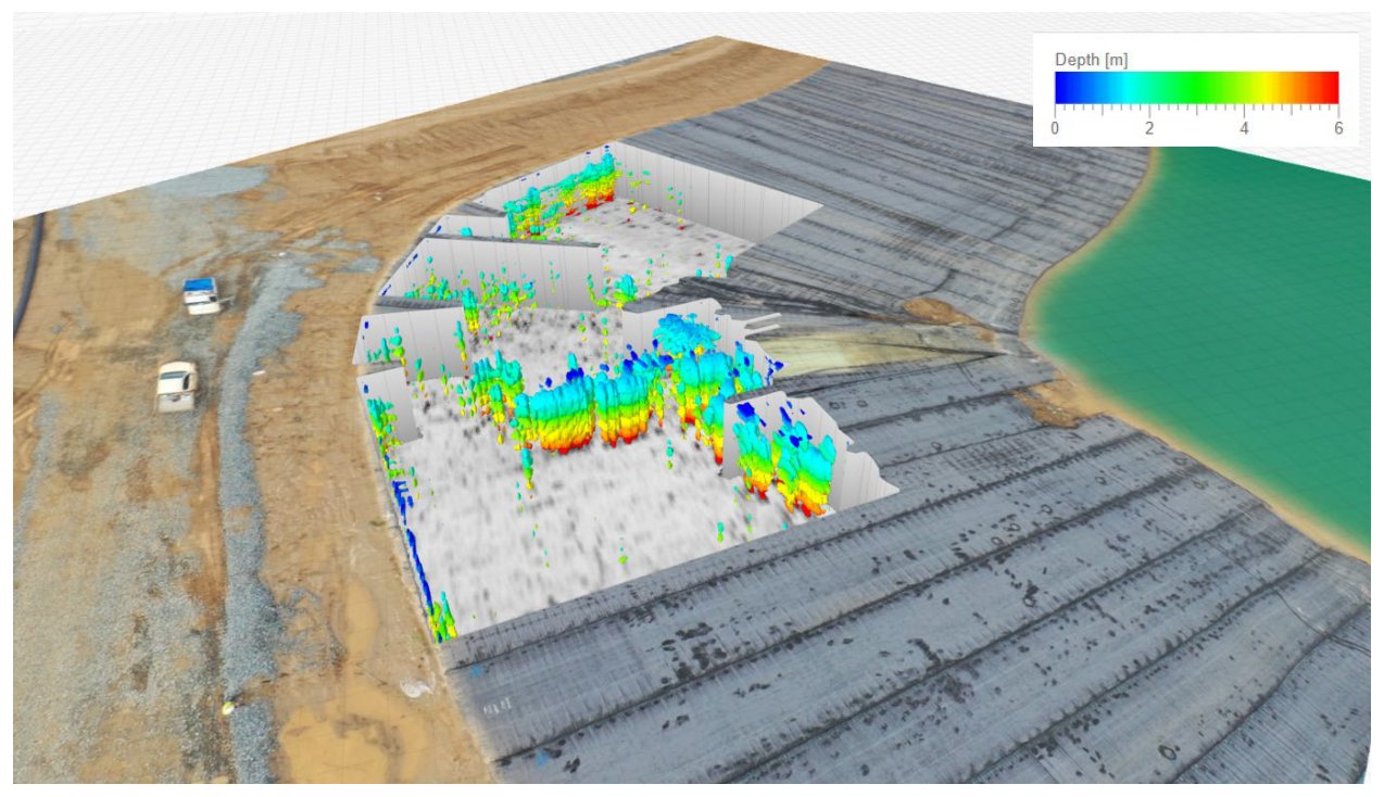Isosurface void mapping across the surveyed extent